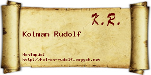 Kolman Rudolf névjegykártya